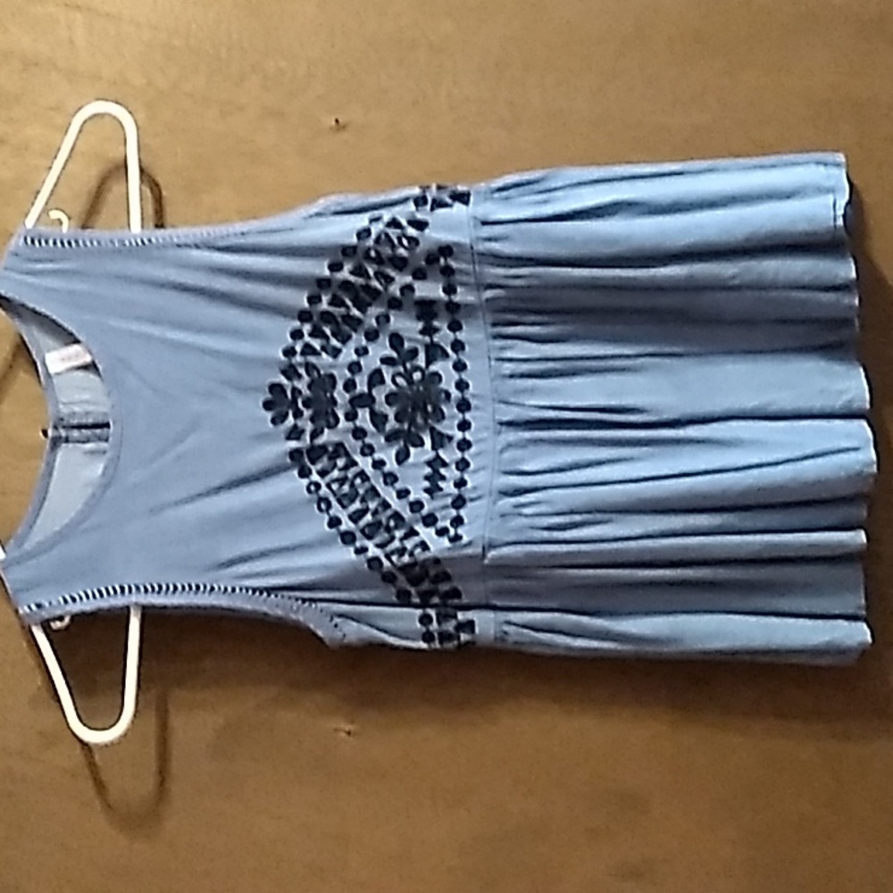 Xhilaration Blue Cut Out Embroidered Blouse XS